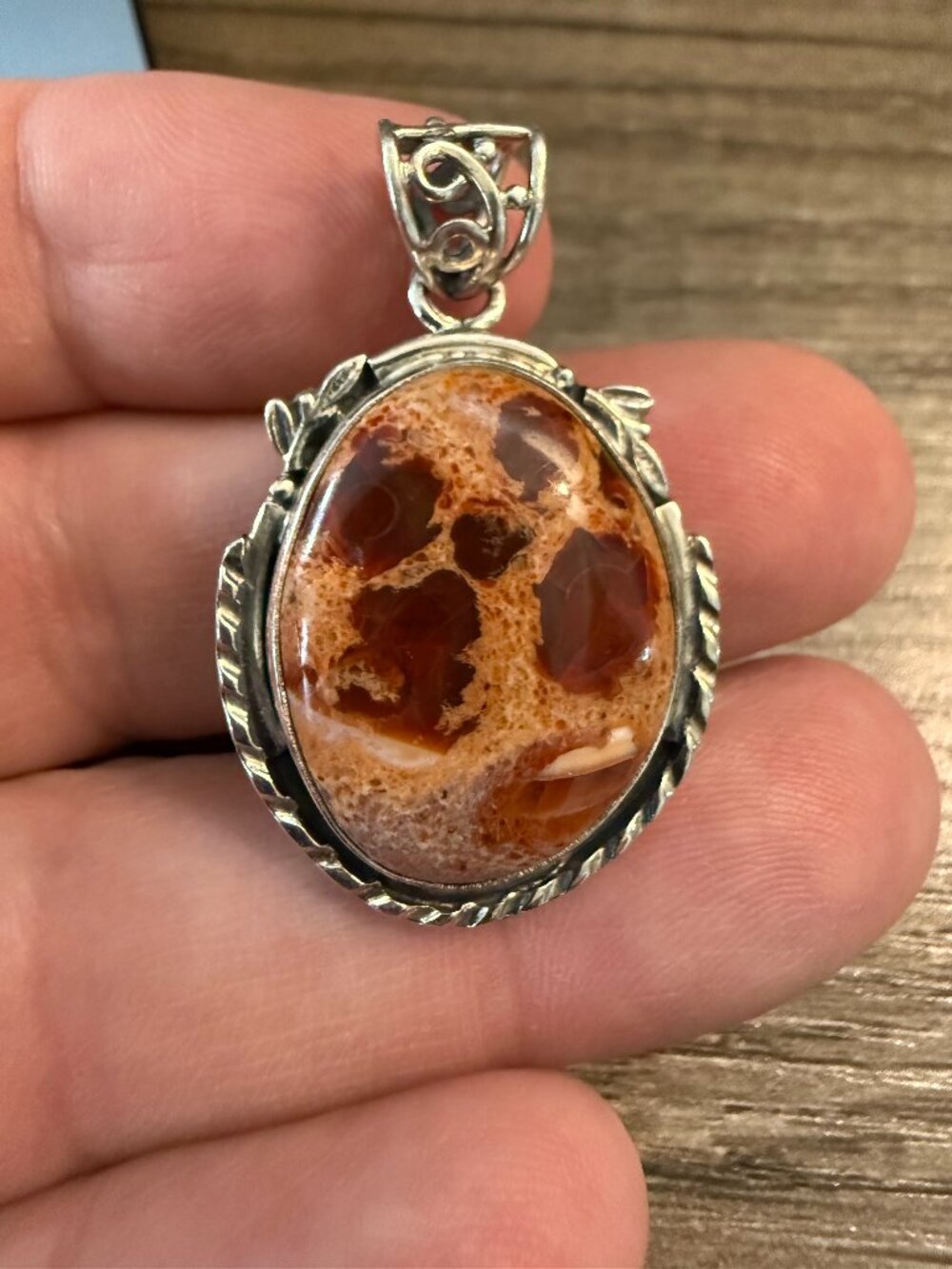 Sterling silver Mexican Fire Opal pendant